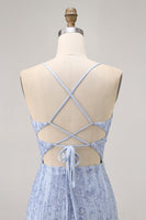 Load image into Gallery viewer, Sparkly Grey Blue Tight Corset Short Prom Dress with Sequins