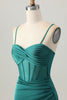 Load image into Gallery viewer, Dark Green Satin Corset Tight Short Prom Dress