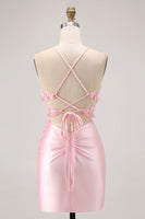 Load image into Gallery viewer, Sparkly Candy Pink Floral Tight Short Corset Homecoming Dress with Sequins