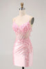 Load image into Gallery viewer, Sparkly Candy Pink Floral Tight Short Corset Homecoming Dress with Sequins