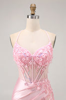 Load image into Gallery viewer, Sparkly Candy Pink Floral Tight Short Corset Homecoming Dress with Sequins