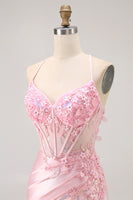 Load image into Gallery viewer, Sparkly Candy Pink Floral Tight Short Corset Homecoming Dress with Sequins