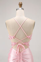 Load image into Gallery viewer, Sparkly Candy Pink Floral Tight Short Corset Homecoming Dress with Sequins