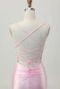 Load image into Gallery viewer, Blush Pink Spaghetti Straps Satin Tight Short Prom Dress