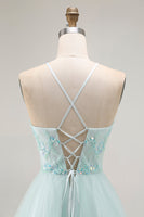 Load image into Gallery viewer, Sparkly Light Green Ruffled A Line Maxi Prom Dress with Beading