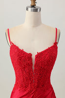 Load image into Gallery viewer, Red Satin Tight Short Corset Prom Dress with Lace