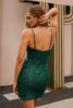 Load image into Gallery viewer, Sparkly Dark Green Corset Sequins V-Neck Short Prom Dress