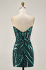 Load image into Gallery viewer, Sparkly Purple Beaded Tight Strapless Short Prom Dress