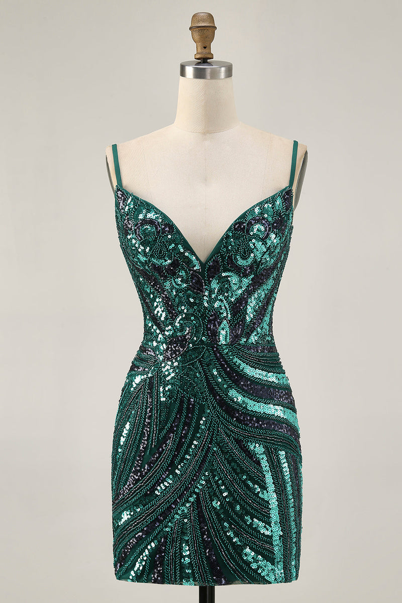 Load image into Gallery viewer, Sparkly Royal Blue Tight Beaded Strapless Short Prom Dress