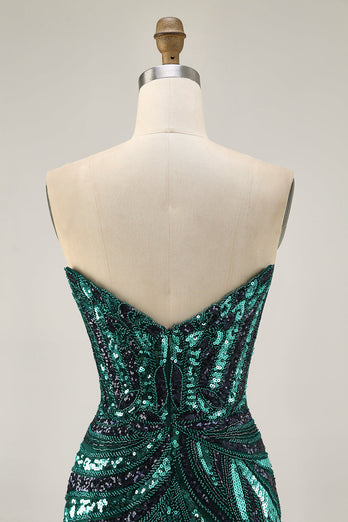 Sparkly Purple Beaded Tight Strapless Short Prom Dress