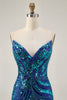 Load image into Gallery viewer, Sparkly Purple Beaded Tight Strapless Short Prom Dress