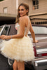 Load image into Gallery viewer, Apricot Floral Short Corset Tiered Prom Dress with Ruffles