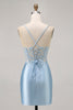 Load image into Gallery viewer, Sparkly Blue Satin Corset Tight Short Prom Dress with Lace