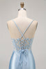 Load image into Gallery viewer, Sparkly Blue Satin Corset Tight Short Prom Dress with Lace