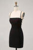 Load image into Gallery viewer, Black Spaghetti Straps Tight Short Prom Dress with Beading