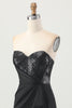 Load image into Gallery viewer, Sparkly Black Corset Tight Strapless Short Prom Dress with Sequins