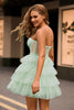 Load image into Gallery viewer, Light Green Tiered A Line Short Corset Prom Dress with Ruffles