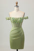 Load image into Gallery viewer, Sparkly Green Tight Short Corset Prom Dress with Sequins