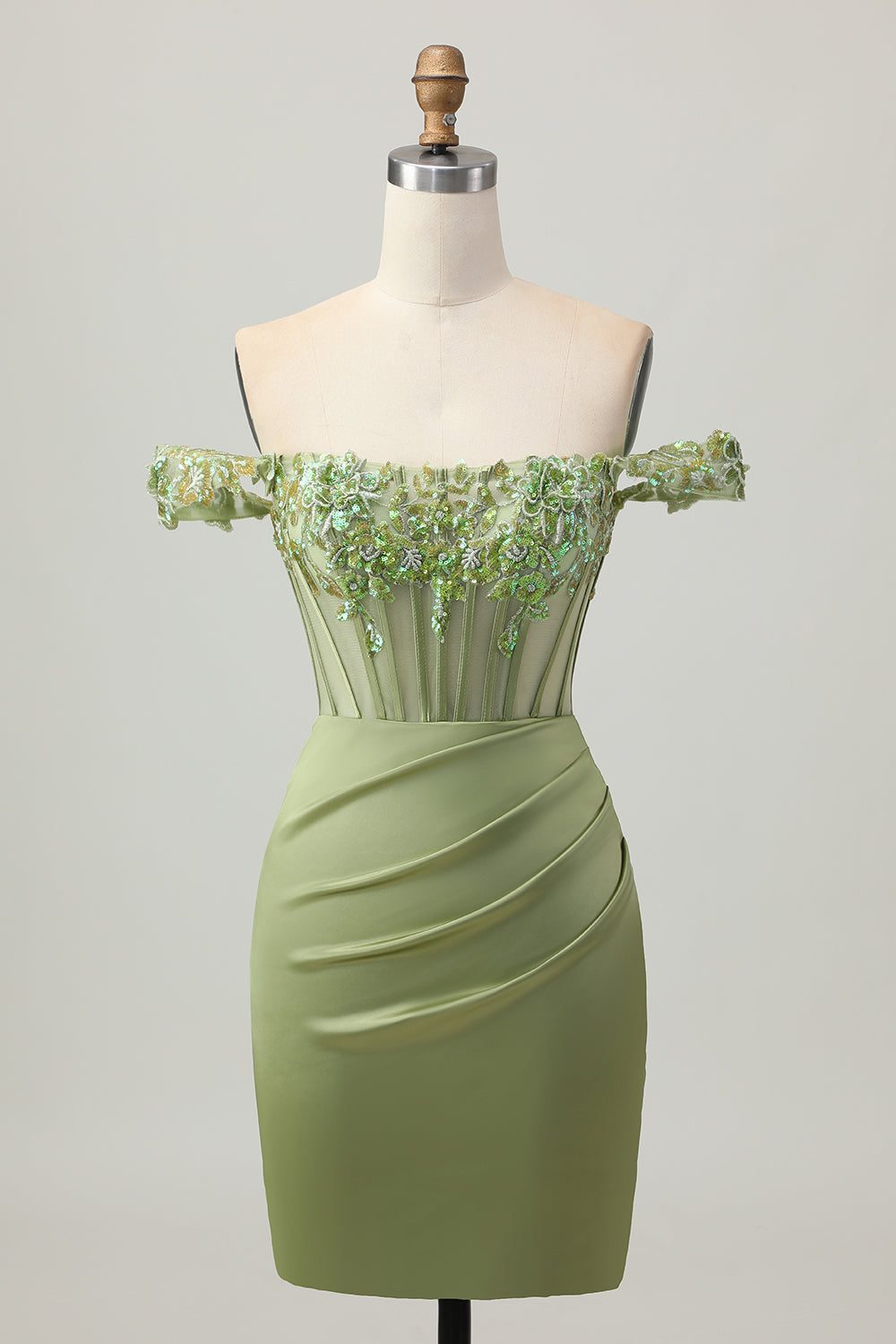 Sparkly Green Tight Short Corset Prom Dress with Sequins