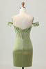 Load image into Gallery viewer, Sparkly Green Tight Short Corset Prom Dress with Sequins