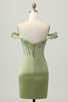 Sparkly Green Tight Short Corset Prom Dress with Sequins