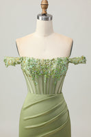 Load image into Gallery viewer, Sparkly Green Tight Short Corset Prom Dress with Sequins