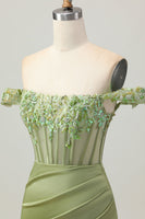 Load image into Gallery viewer, Sparkly Green Tight Short Corset Prom Dress with Sequins