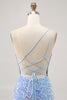 Load image into Gallery viewer, Sparkly Blue One Shoulder Sequins Short Prom Dress
