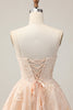 Load image into Gallery viewer, Apricot A Line Floral Spaghetti Straps Short Prom Dress