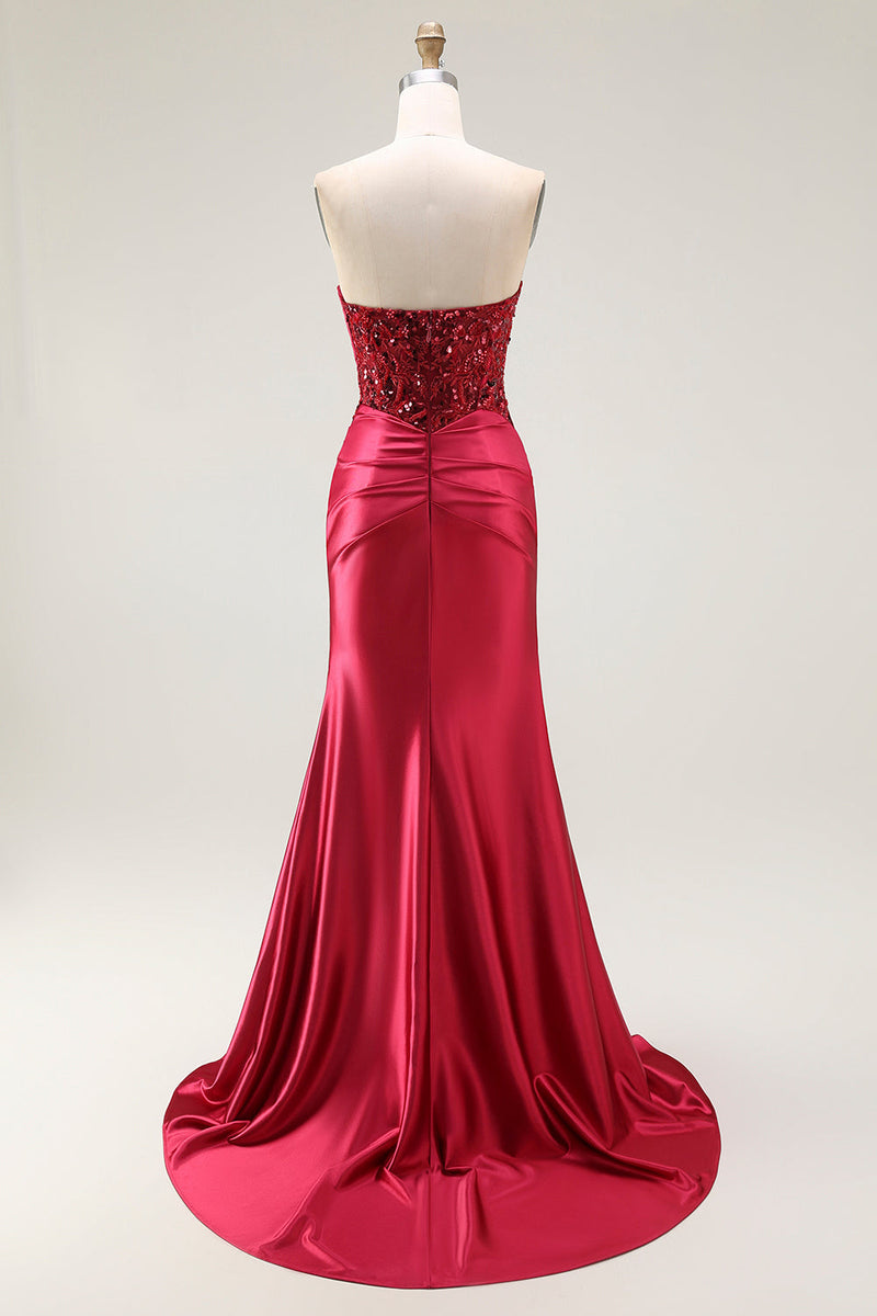 Load image into Gallery viewer, Sparkly Red Mermaid Sweetheart Long Sequin Prom Dress