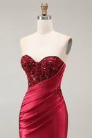 Load image into Gallery viewer, Sparkly Red Mermaid Sweetheart Long Sequin Prom Dress