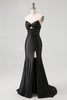 Load image into Gallery viewer, Sparkly Black Mermaid Sweetheart Satin Long Corset Prom Dress with Beading