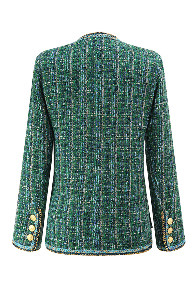 Load image into Gallery viewer, 2 Piece Dark Green Tweed Plaid Women Prom Suits