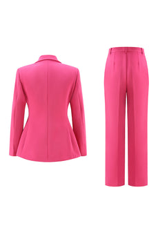 2 Piece Fuchsia Double Breasted Women Prom Suits