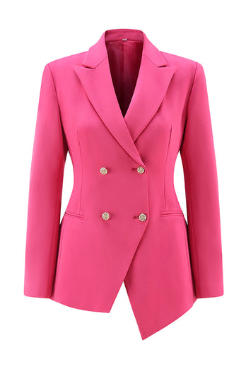 2 Piece Fuchsia Double Breasted Women Prom Suits