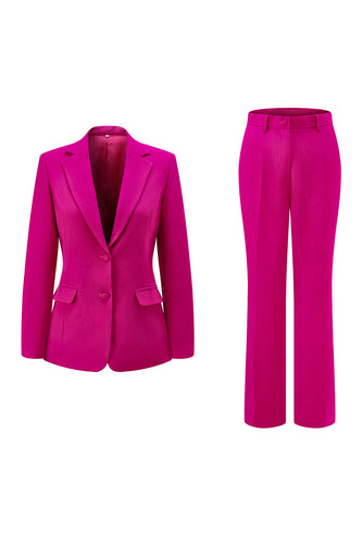 2 Piece Dark Fuchsia Notched Lapel Women Prom Suits