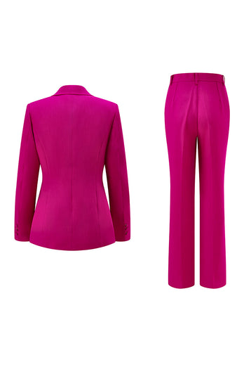 2 Piece Dark Fuchsia Notched Lapel Women Prom Suits