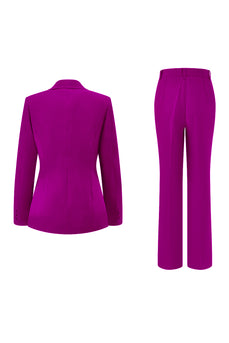 2 Piece Dark Fuchsia Notched Lapel Women Prom Suits