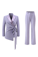 Load image into Gallery viewer, 2 Piece Lilac Peak Lapel Women Prom Suits with Sash