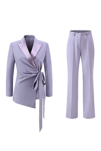 2 Piece Lilac Peak Lapel Women Prom Suits with Sash