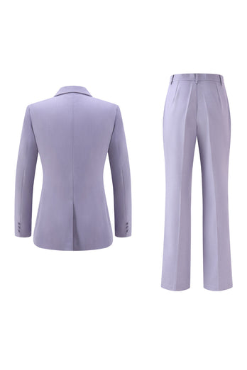 2 Piece Lilac Peak Lapel Women Prom Suits with Sash