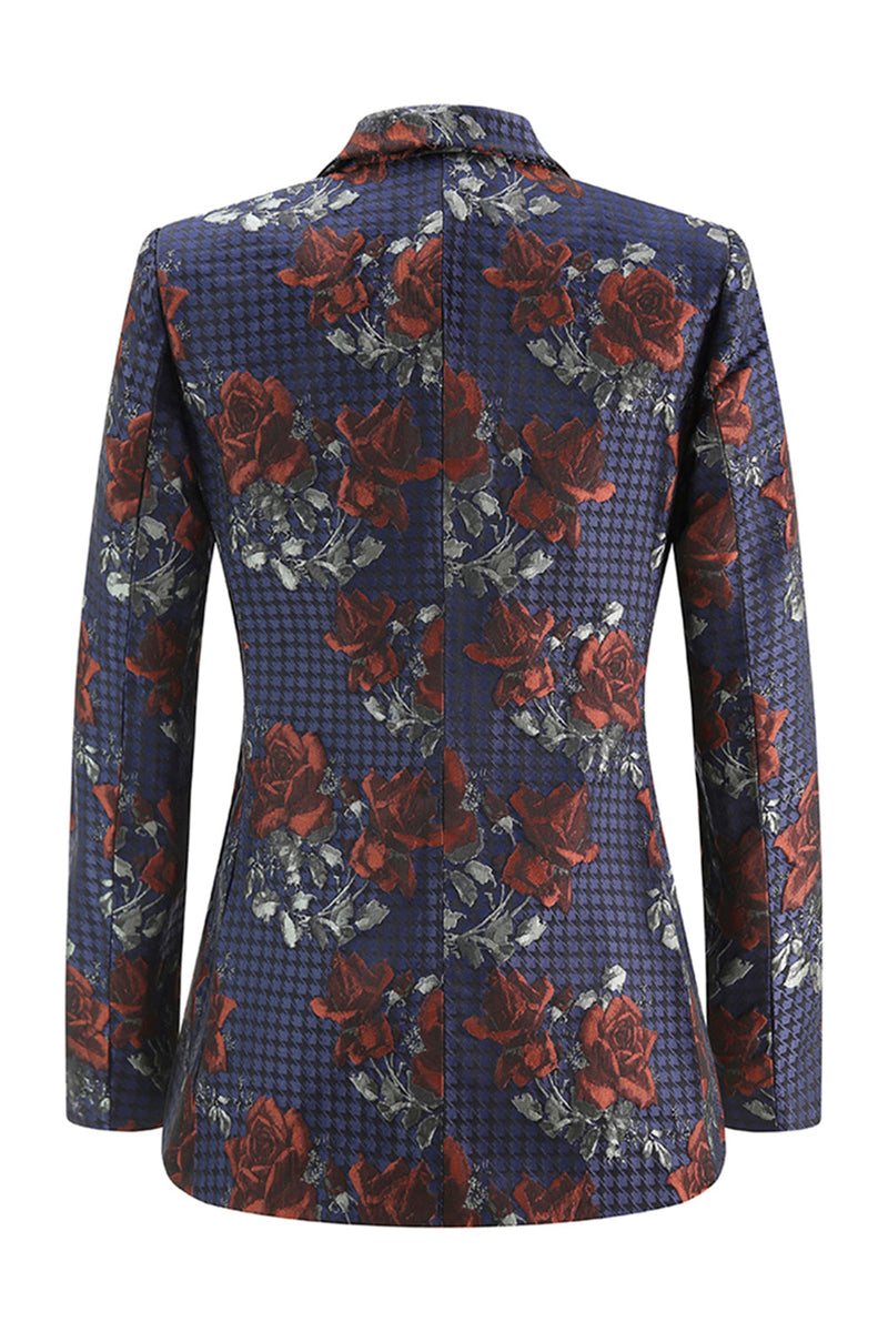 Load image into Gallery viewer, 2 Piece Blue Red Peak Lapel Floral Women Prom Suits