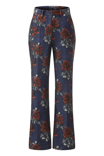 2 Piece Blue Red Peak Lapel Floral Women Prom Suits