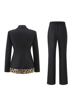 2 Piece Black Shawl Lapel Women Prom Suits with Bow
