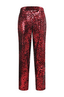 Load image into Gallery viewer, 2 Piece Sparkly Red Leopard Sequin Peak Lapel Women Prom Suits