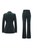 Load image into Gallery viewer, 2 Piece Sparkly Dark Green Peak Lapel Women Prom Suits