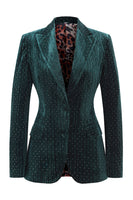 Load image into Gallery viewer, 2 Piece Sparkly Dark Green Peak Lapel Women Prom Suits