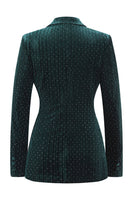 Load image into Gallery viewer, 2 Piece Sparkly Dark Green Peak Lapel Women Prom Suits