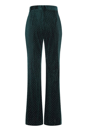2 Piece Sparkly Dark Green Peak Lapel Women Prom Suits