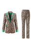 Load image into Gallery viewer, 2 Piece Coffee Peak Lapel Leopard Women Prom Suits